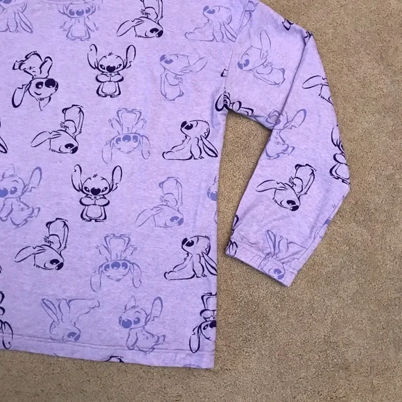 Disney Stitch Long Sleeve Lounge Top Sleepwear NEW Women Medium Oversized Purple - Picture 6 of 13
